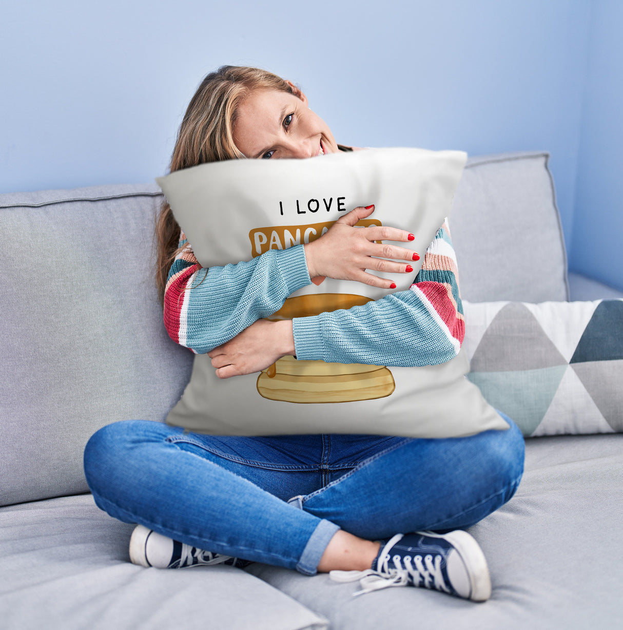 Pancake Kissen mit Spruch I love pancakes