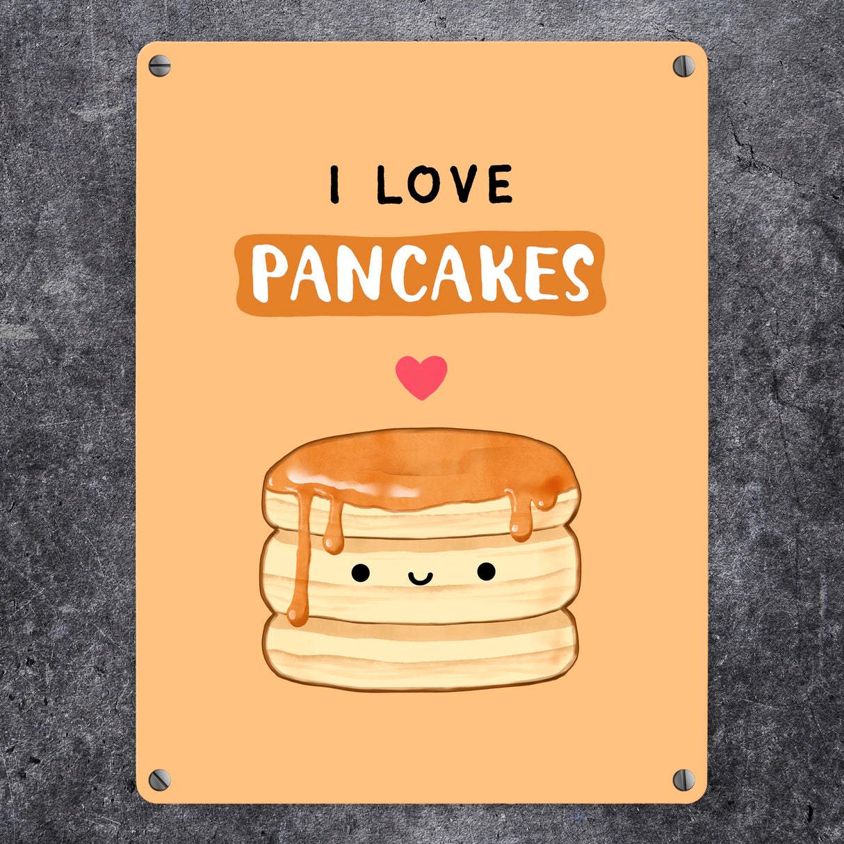 Pancake Metallschild in 15x20 cm mit Spruch I love pancakes