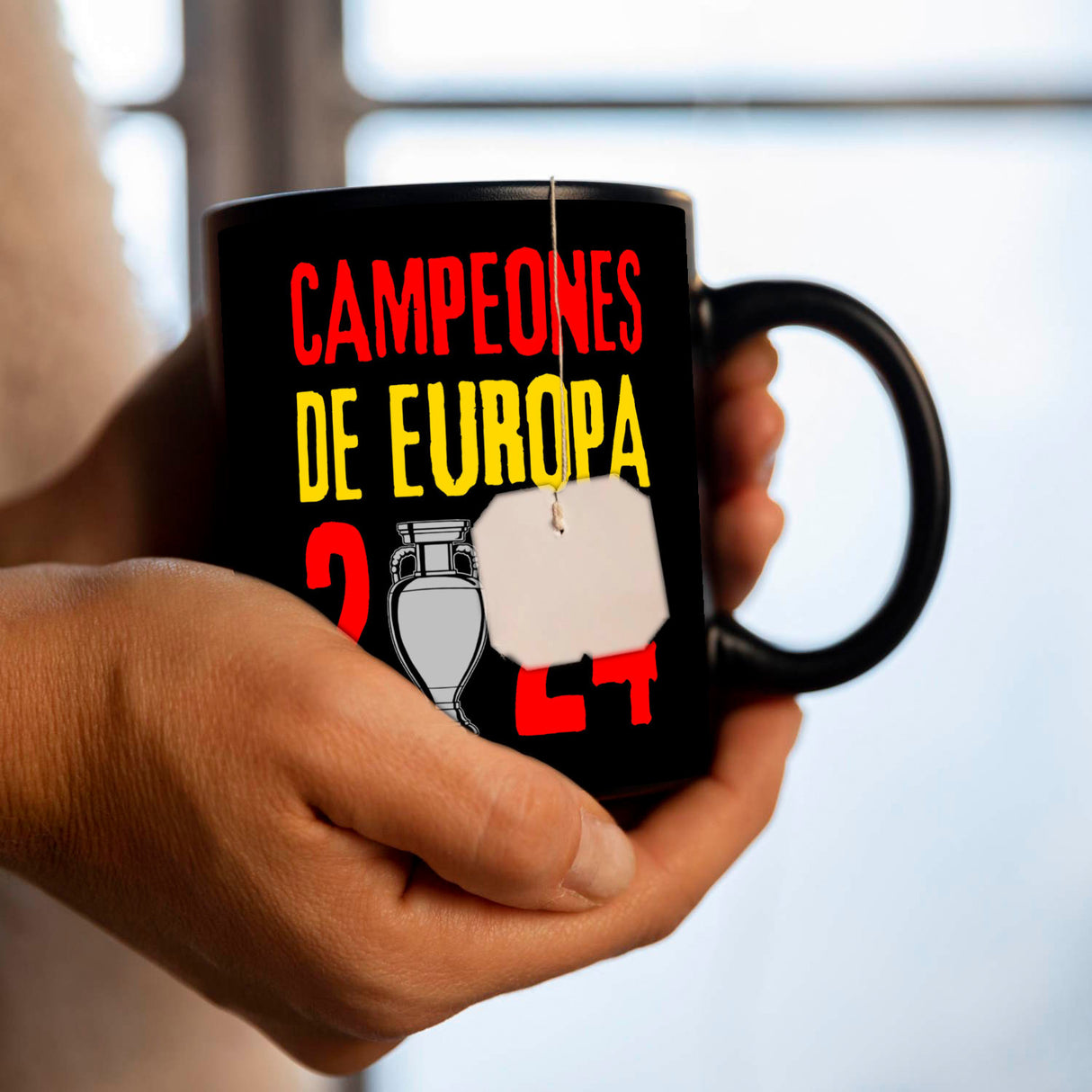 Spanien Europameister 2024 Tasse in Schwarz mit Spruch Campeones de Europa 2024