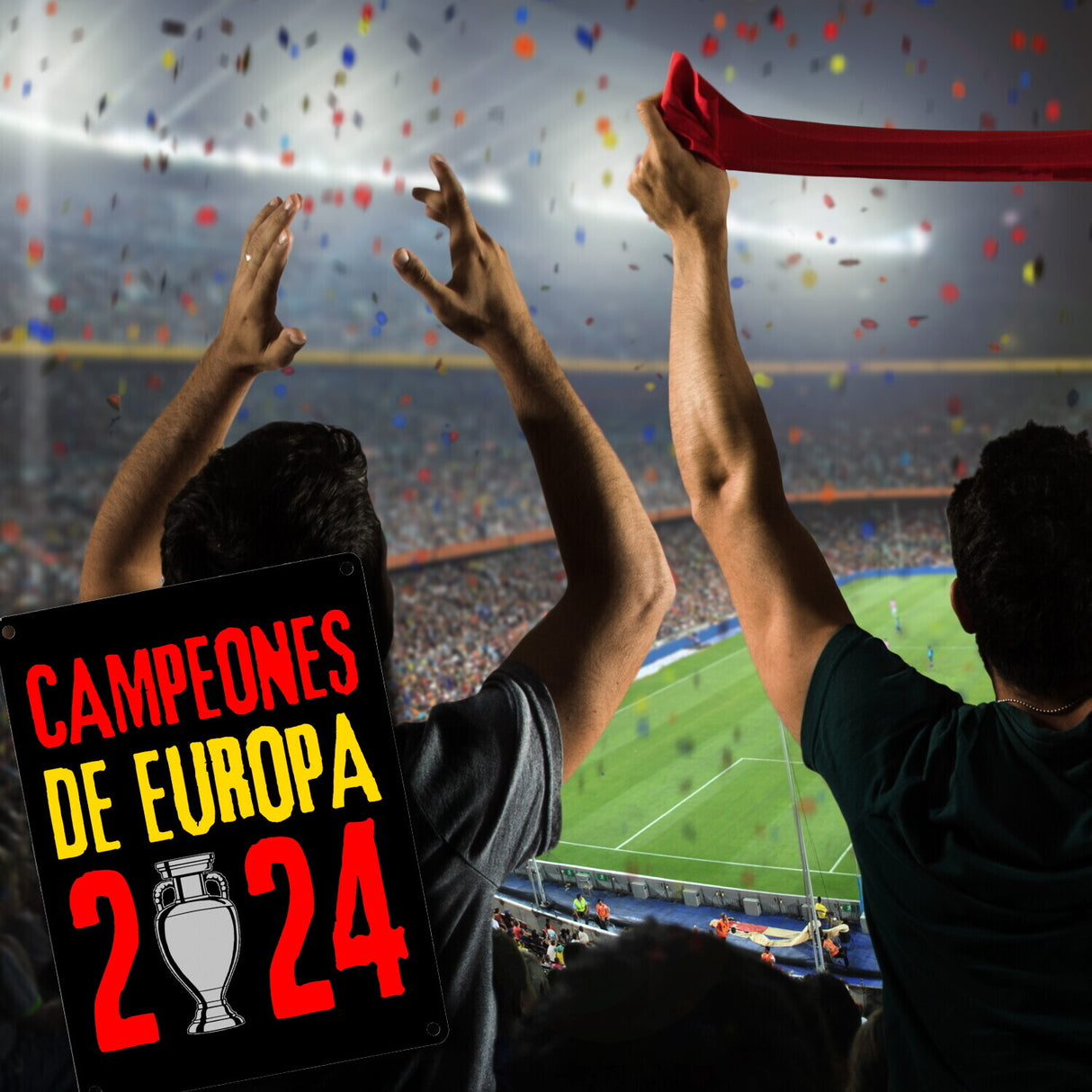 Spanien Europameister 2024 Metallschild in 15x20 cm mit Spruch Campeones de Europa 2024