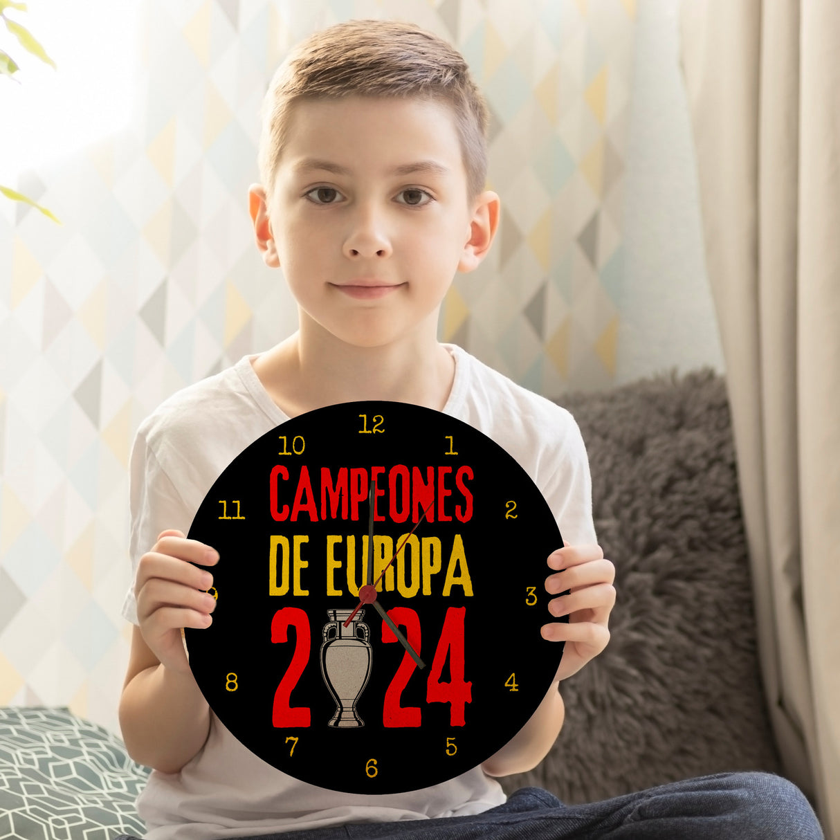 Spanien Europameister 2024 Wanduhr mit Spruch Campeones de Europa 2024