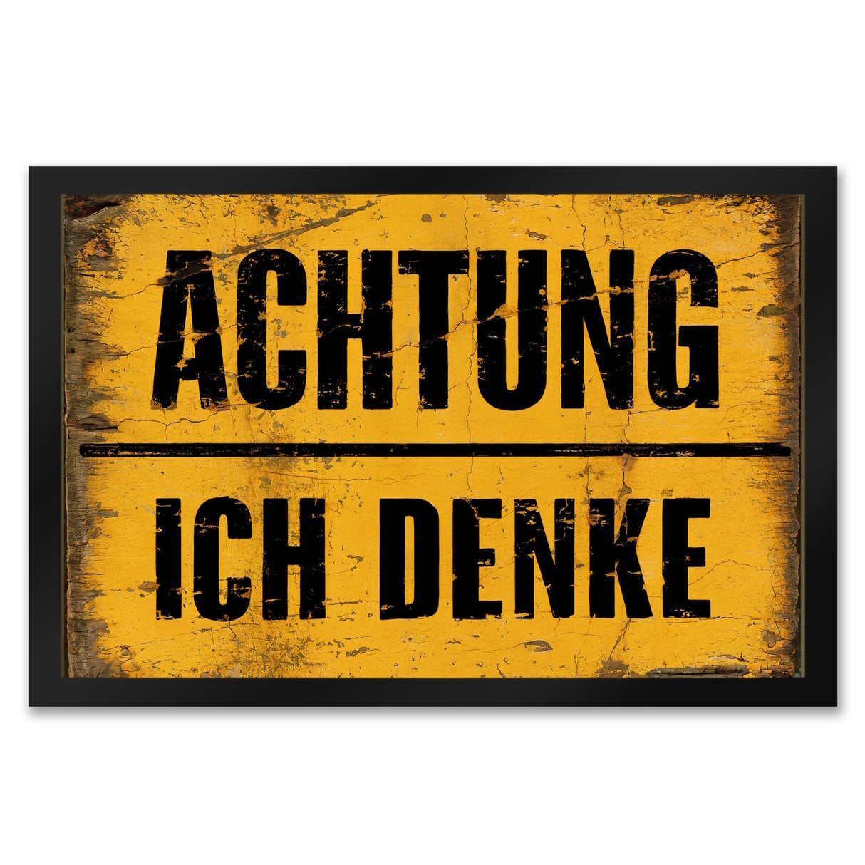 Achtung ich denke - Altes Holzschild-Design Fußmatte in 35x50 cm
