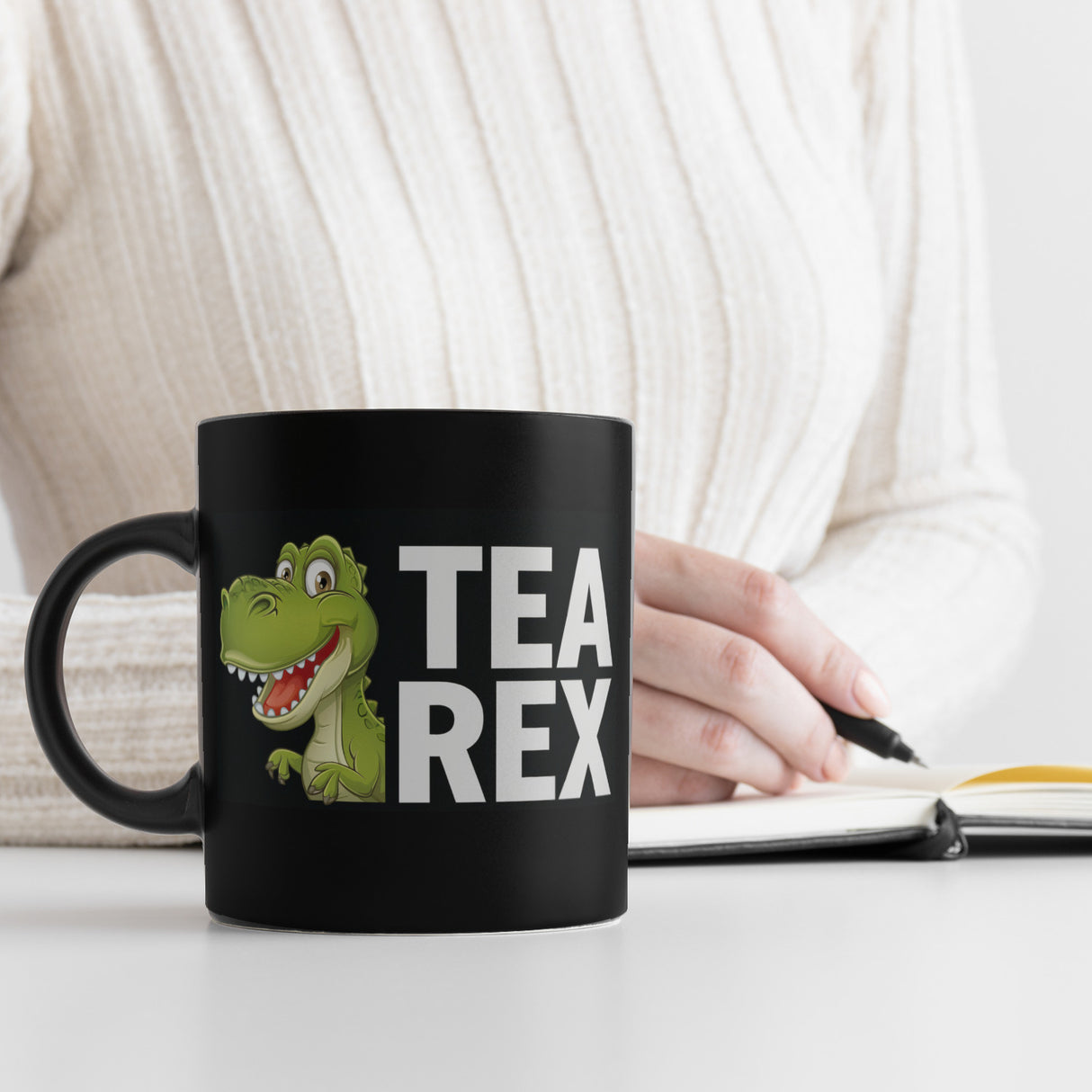 Grüner Cartoon-Dinosaurier TEA REX Tasse