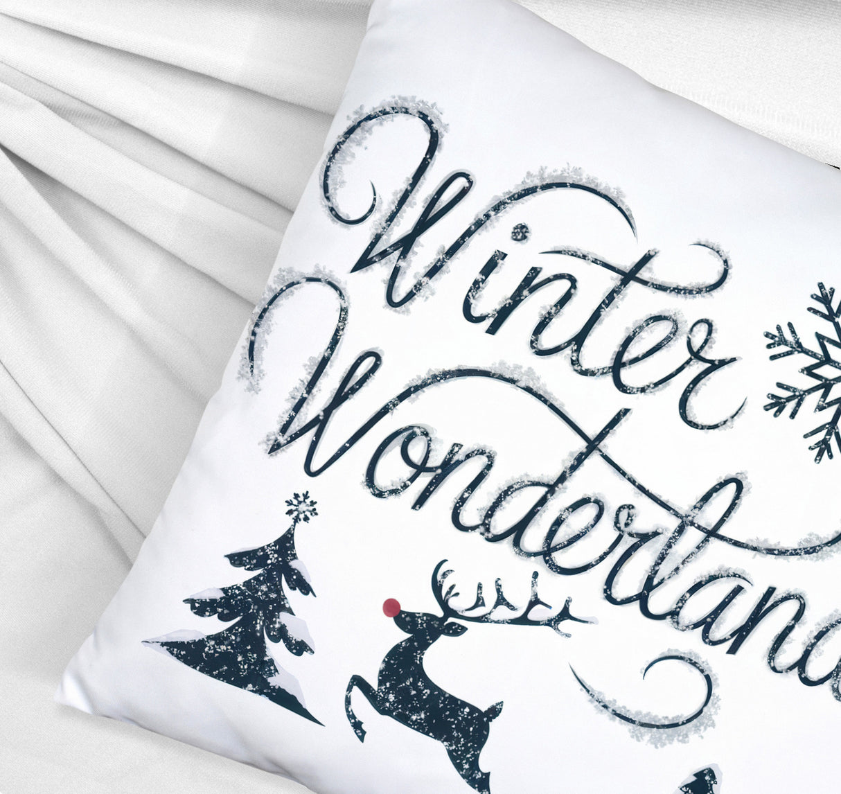Winterwunderland mit Rentier - Kissen Winter Wonderland