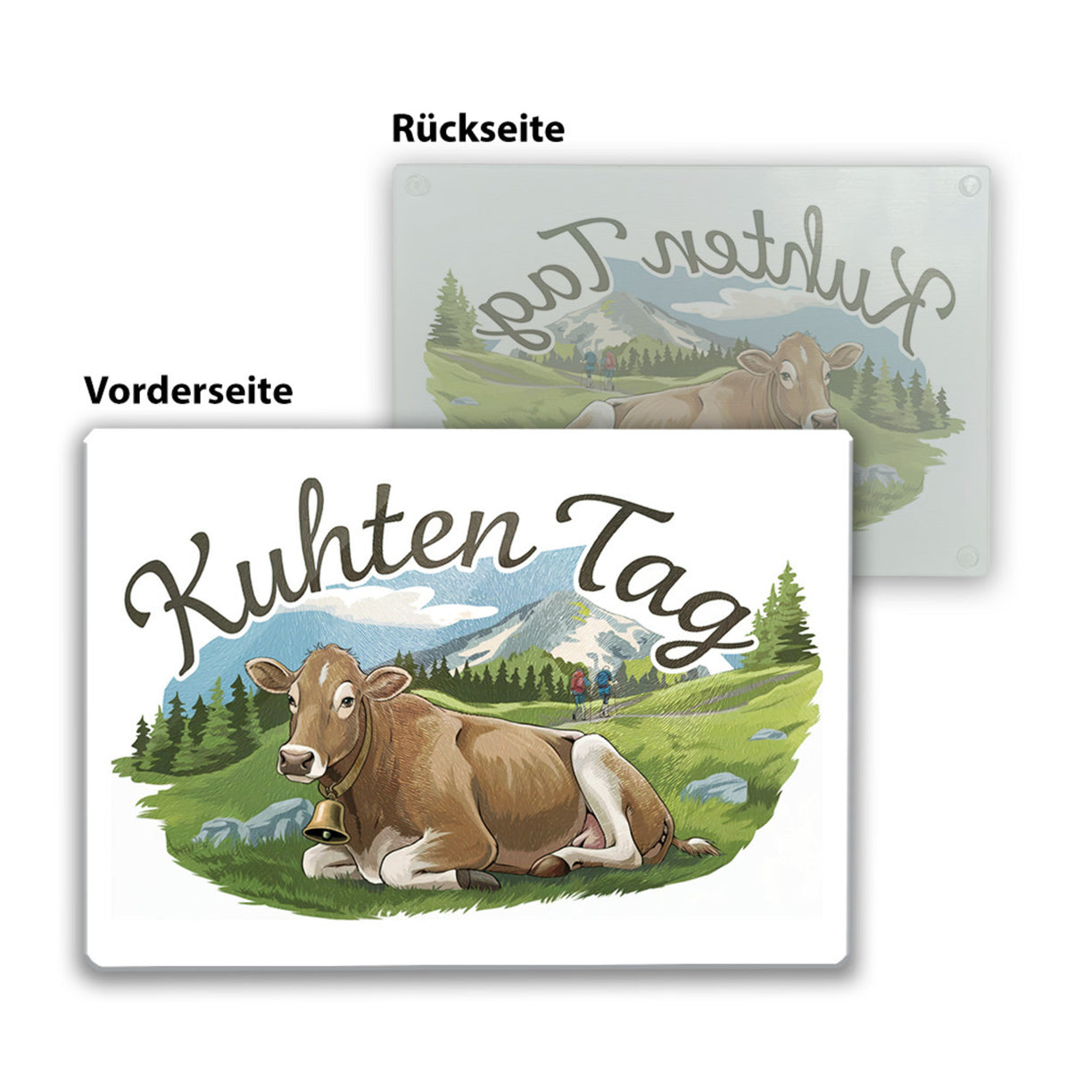 Friedliche Berglandschaft Schneidebrett aus Glas - Kuhten Tag