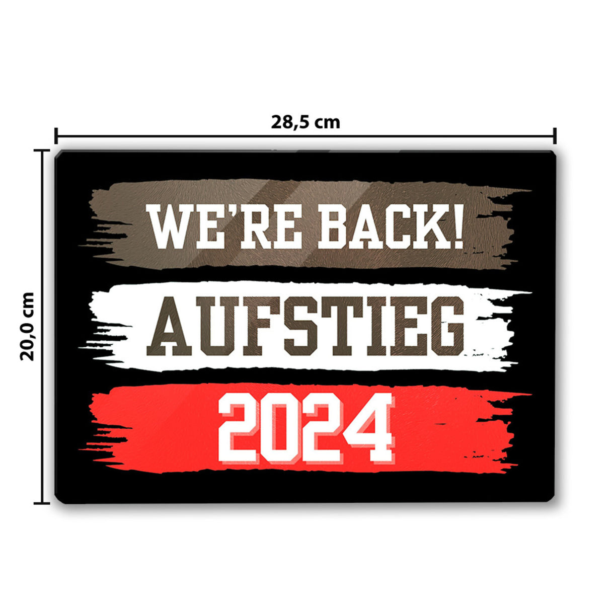 St Pauli Aufstieg 2024 Schneidebrett aus Glas mit Spruch We're back