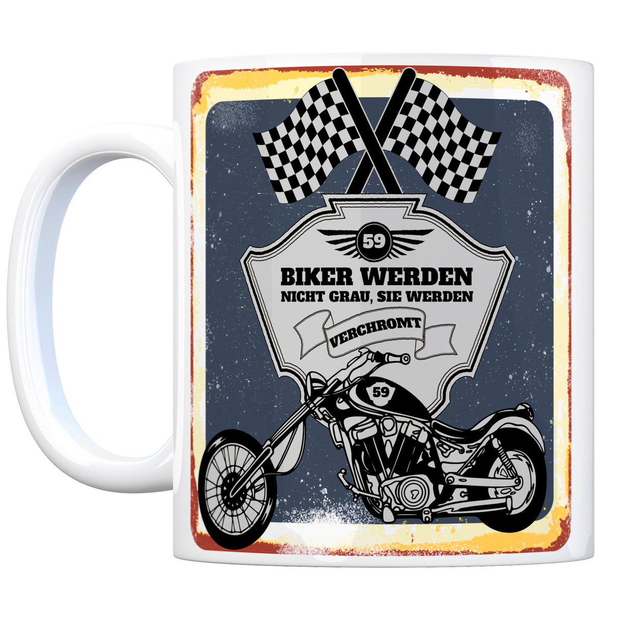 Motorradfahrer und Biker Kaffeebecher bzw. Tasse zum 59. Geburtstag als Geschenk