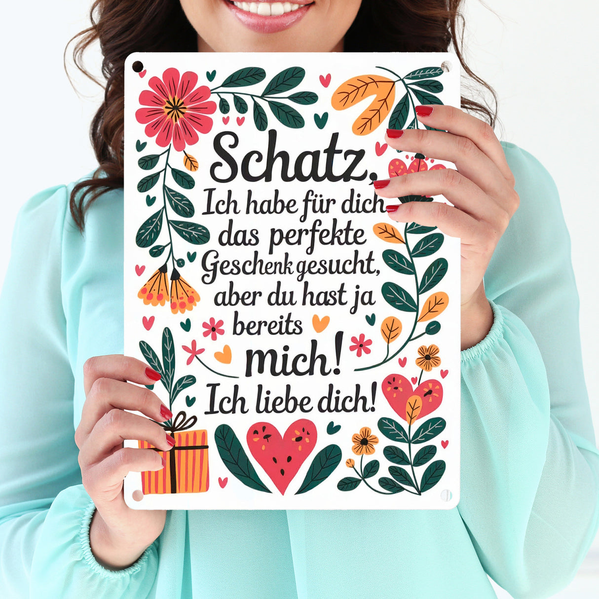 Metallschild in 15x20 cm Du hast ja mich