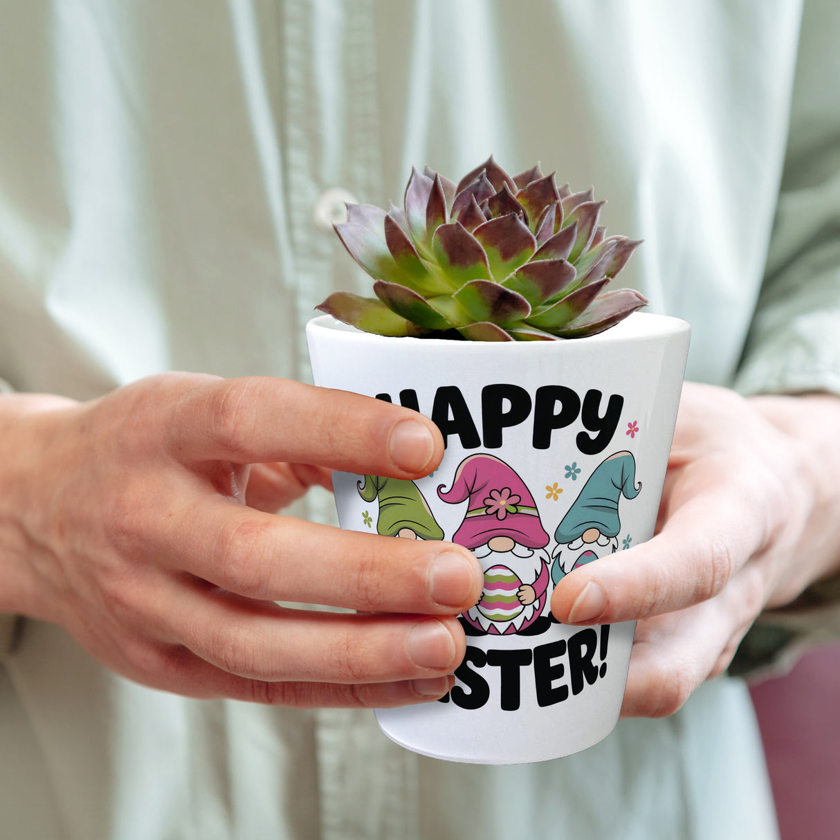 Drei Wichtel mit Ostereiern Blumentopf - Happy Easter