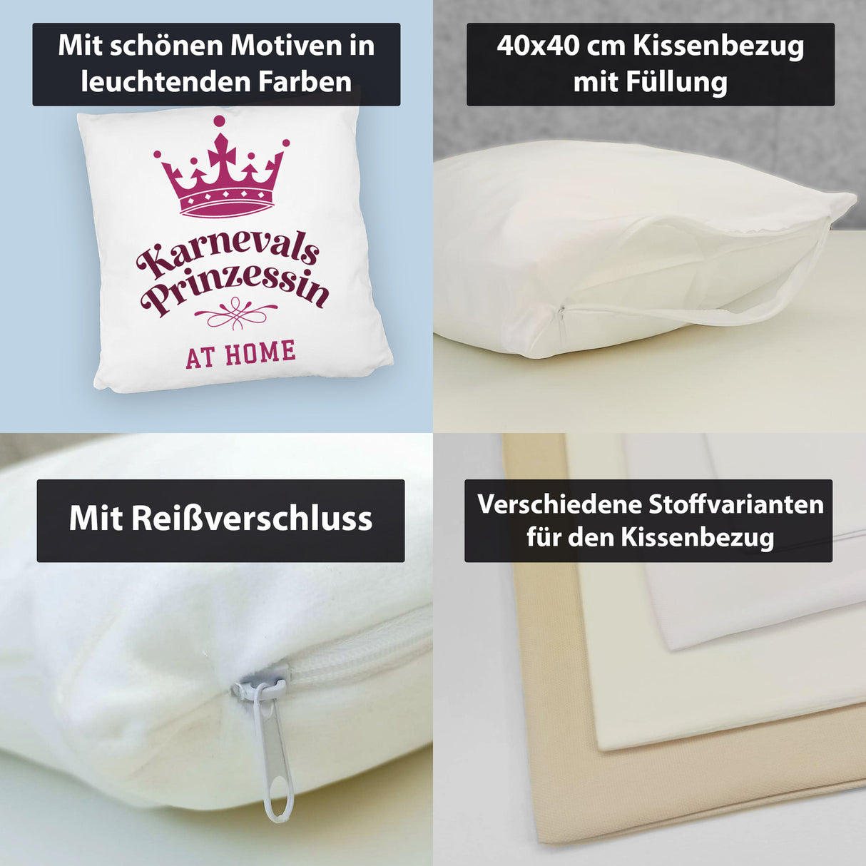 Karnevalsprinzessin Kissen mit Krone in Pink