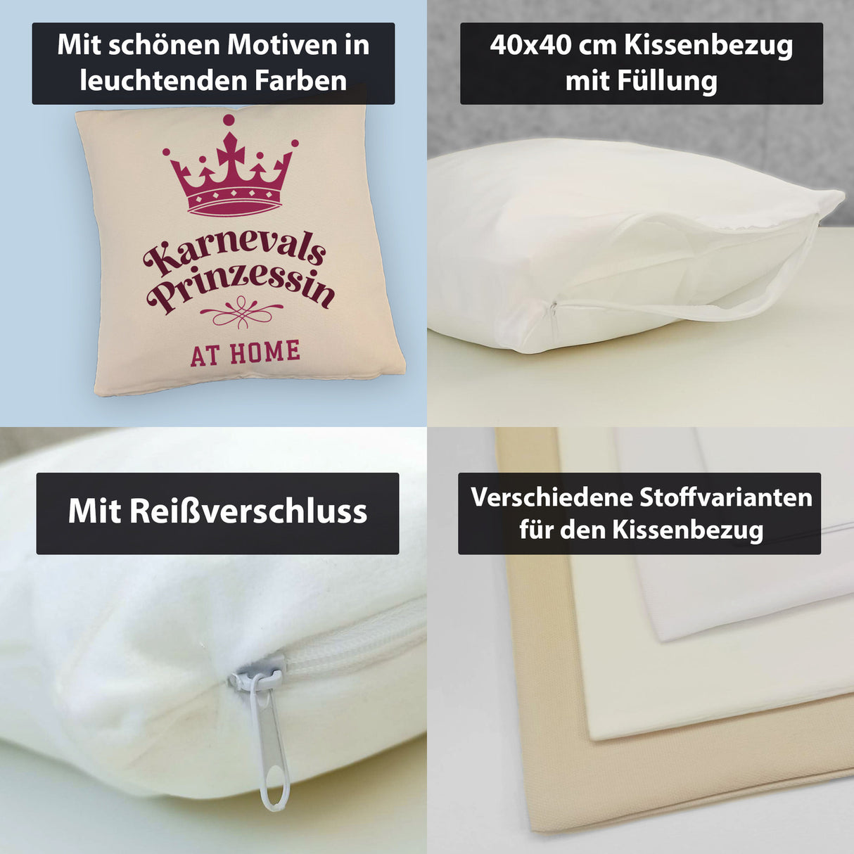 Karnevalsprinzessin Kissen mit Krone in Pink