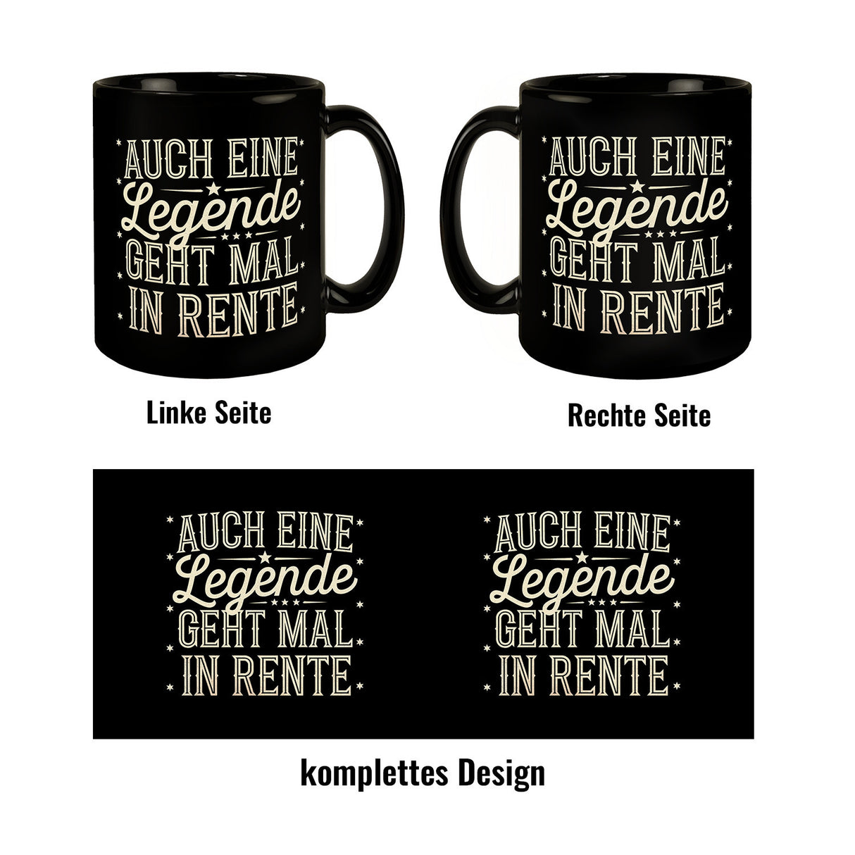 Ruhestand Rentenlegende mit Sternen Tasse