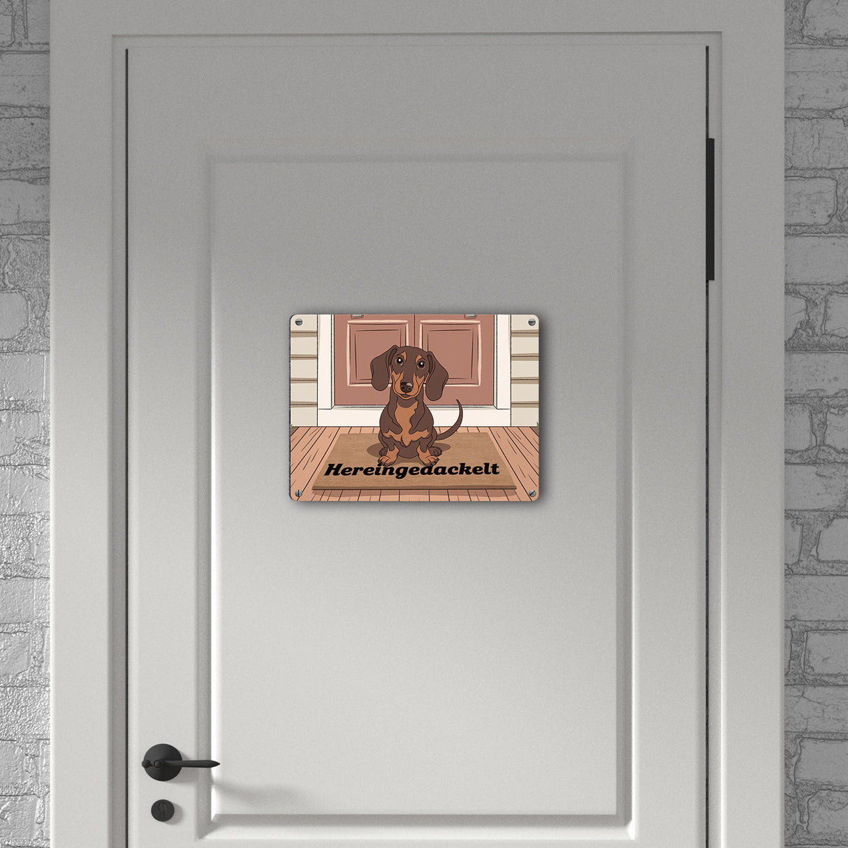 Hereingedackelt Dackel Metallschild in 15x20 cm für Dackel-Liebhaber