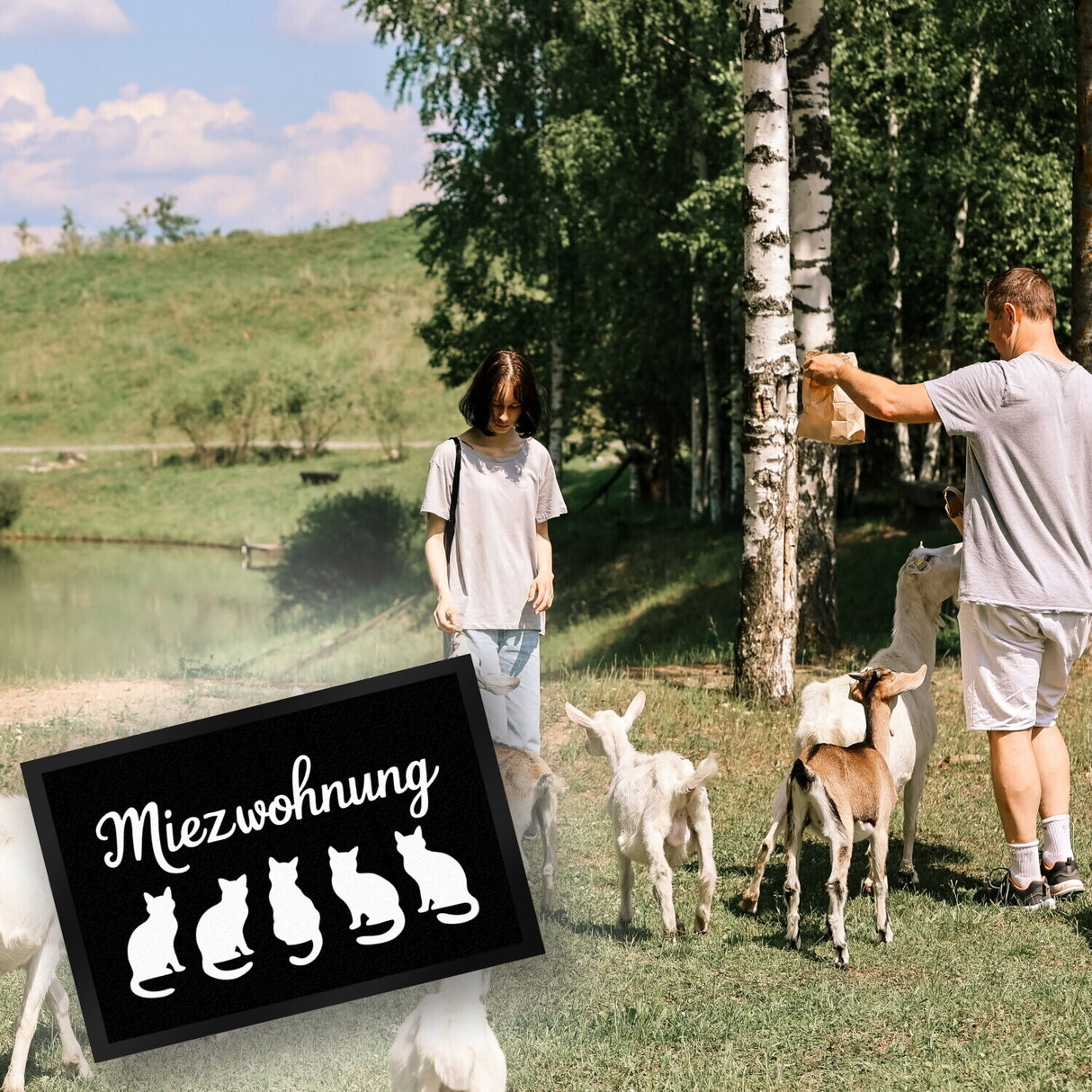 Miezwohnung Katzen Silhouetten Fußmatte in 35x50 cm für Katzenfans