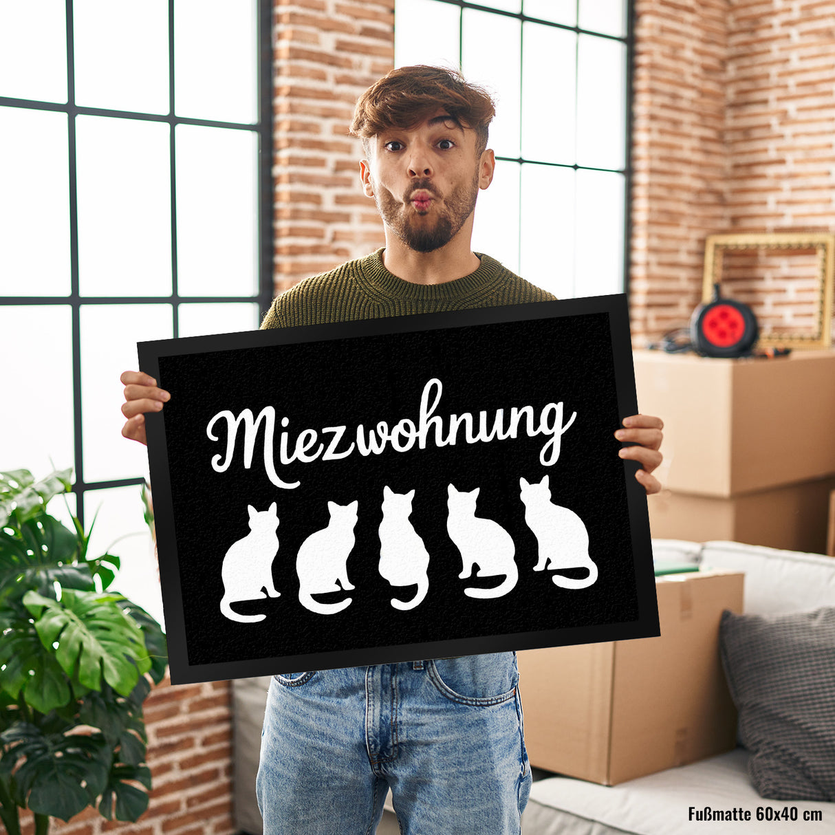 Miezwohnung Katzen Silhouetten Fußmatte in 35x50 cm für Katzenfans