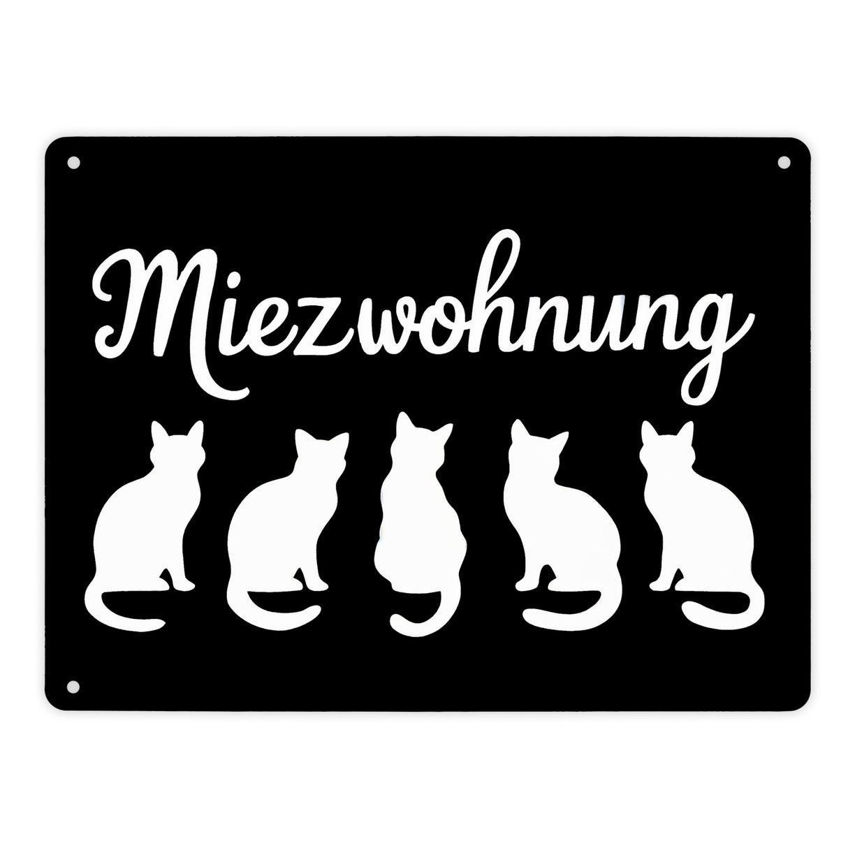 Miezwohnung Katzen Silhouetten Metallschild in 15x20 cm für Katzenfans