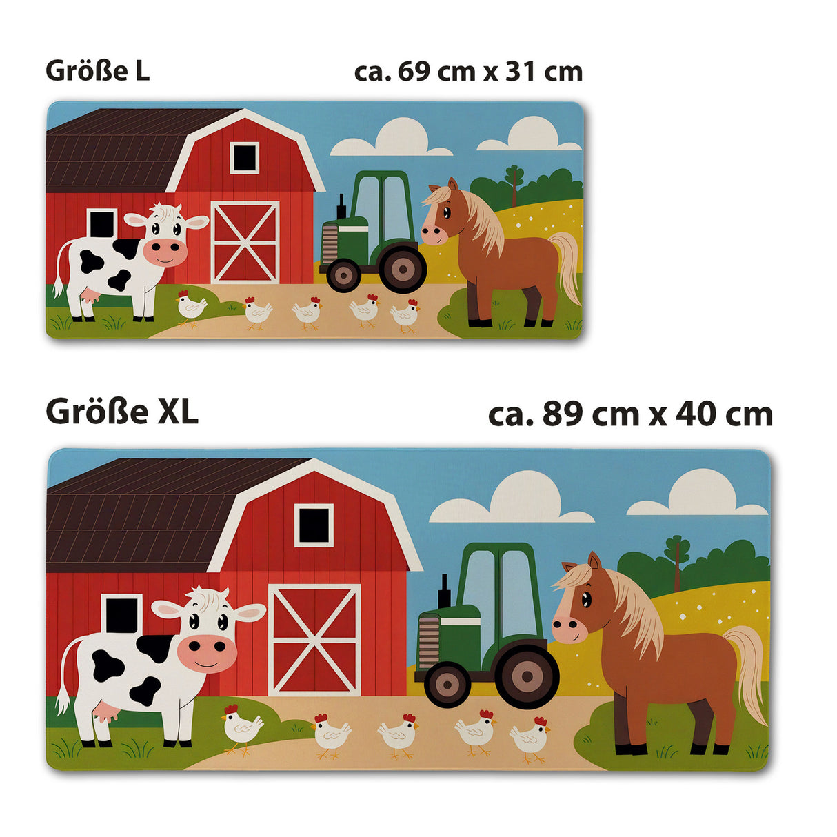 Bauernhof Schreibtischunterlage 69x31cm XXL Mauspad für Kinder