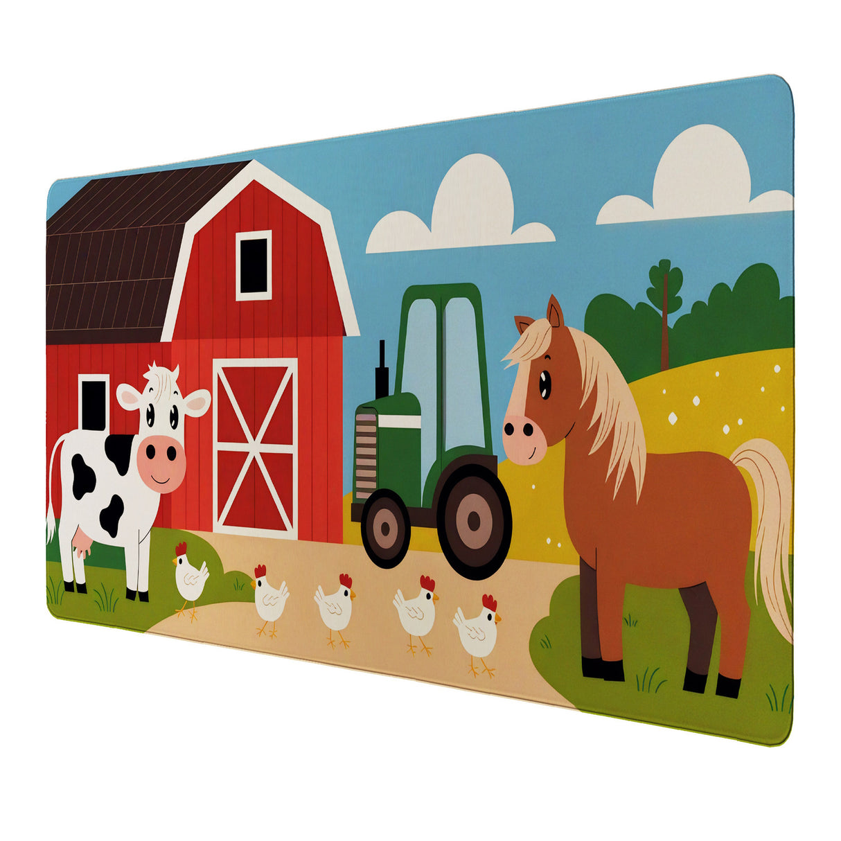 Bauernhof Schreibtischunterlage 69x31cm XXL Mauspad für Kinder