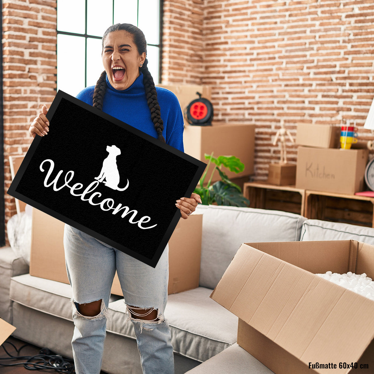 Hunde Silhouette Welcome Fussmatte