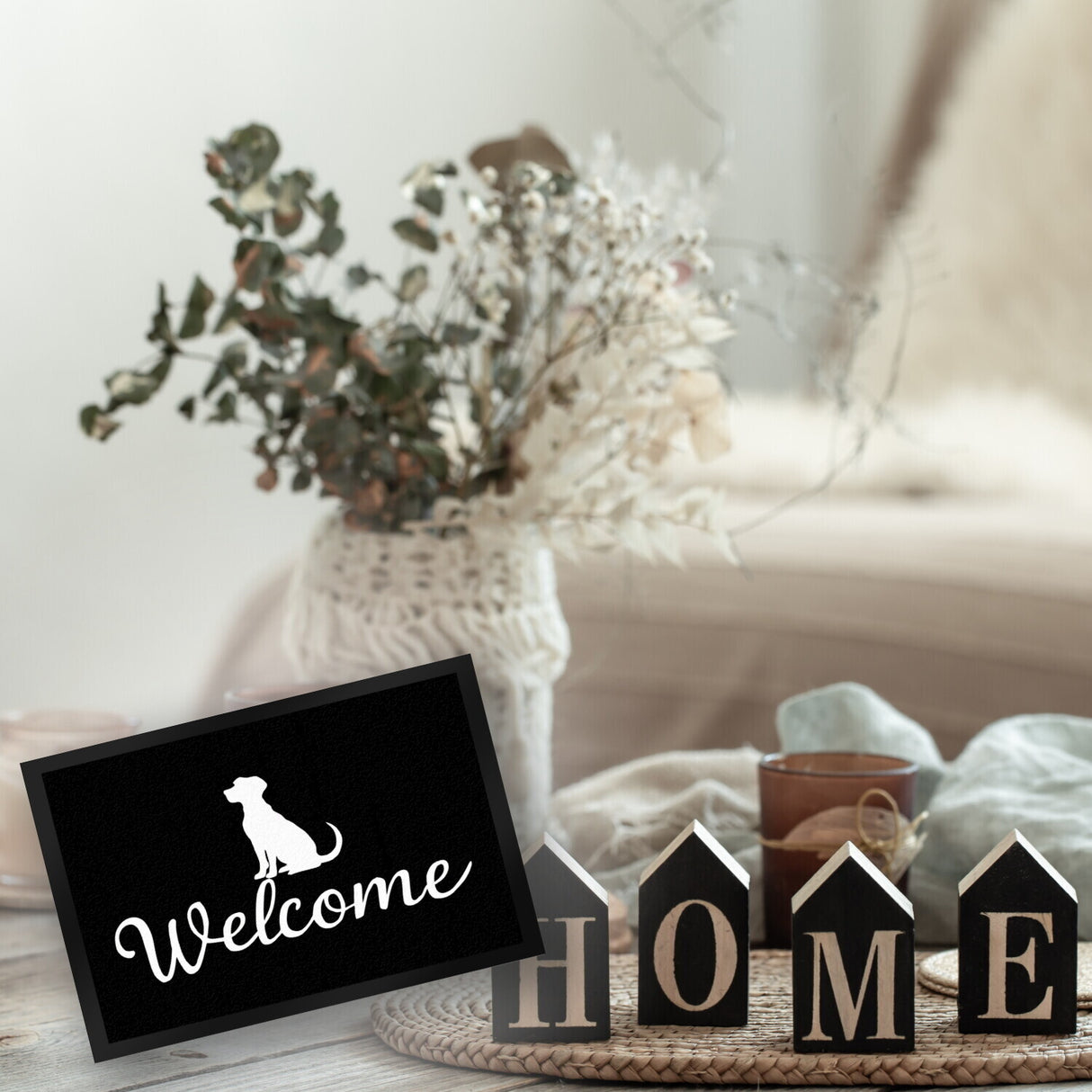 Hunde Silhouette Welcome Fussmatte