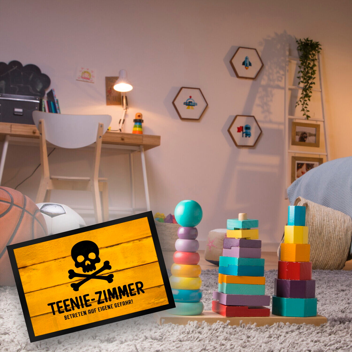 Teenie-Zimmer Totenkopf Fussmatte
