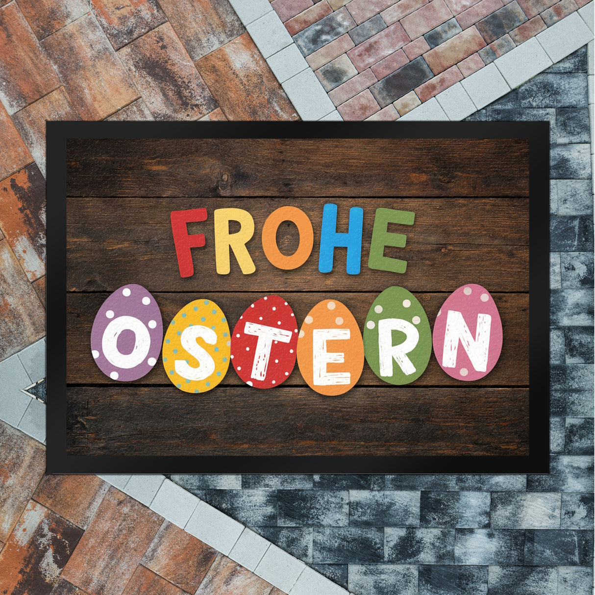Fröhliche Ostern Fußmatte in 35x50 cm mit bunten Eiern