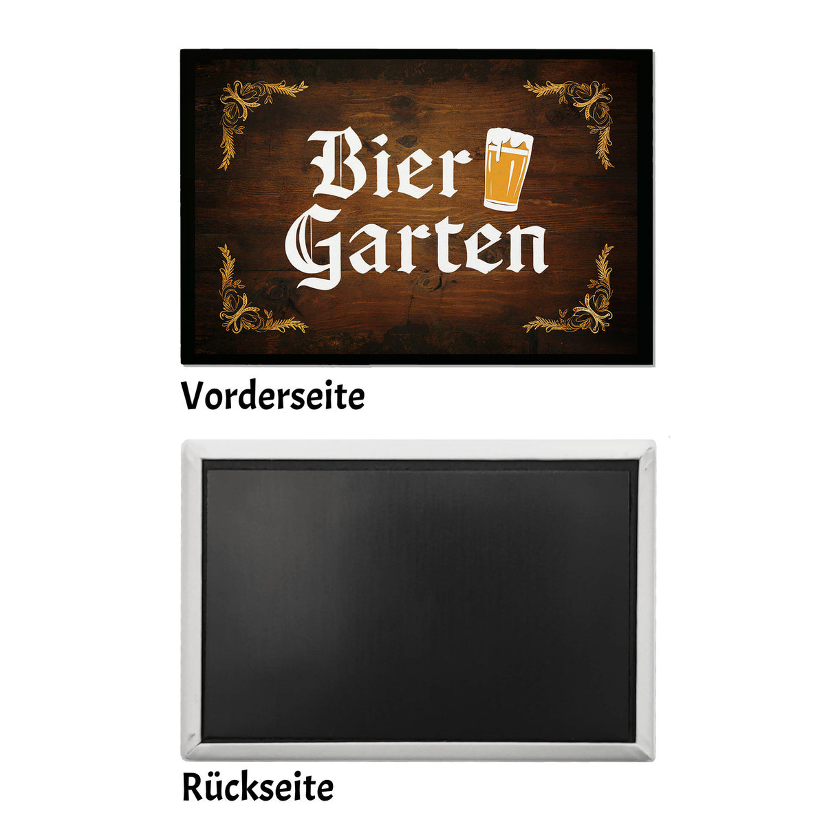 Biergarten Souvenir Magnet im rustikalen Holz-Look