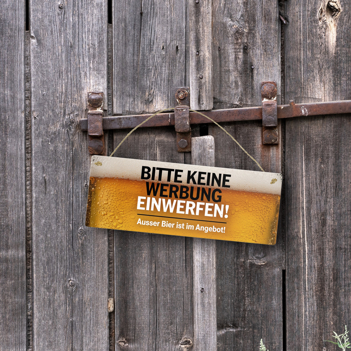 Bitte keine Werbung einwerfen Metallschild - ausser Bier im Angebot