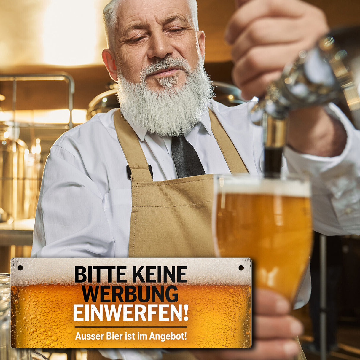 Bitte keine Werbung einwerfen Metallschild - ausser Bier im Angebot