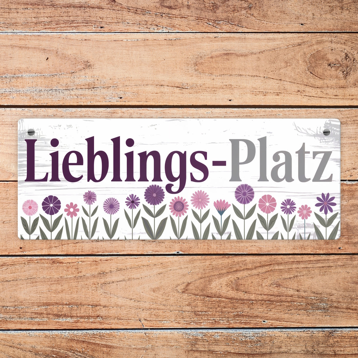 Lieblings-Platz Metallschild mit Blumen