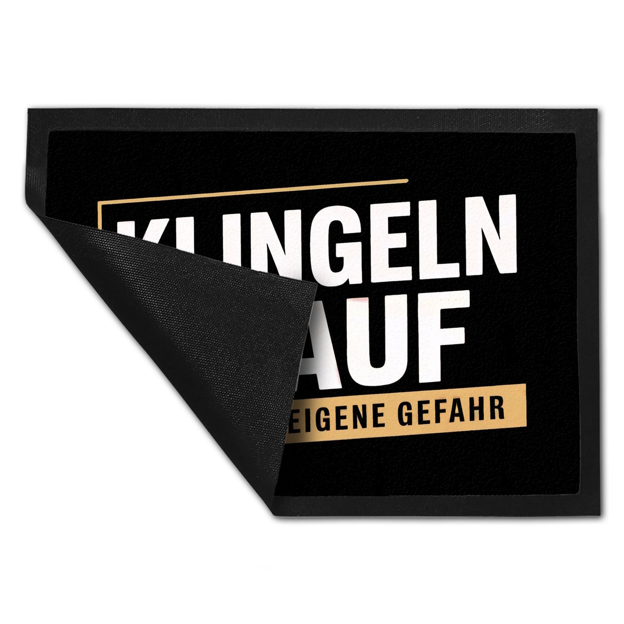 KLINGELN AUF EIGENE GEFAHR Fußmatte in 35x50 cm mit Glockensymbol