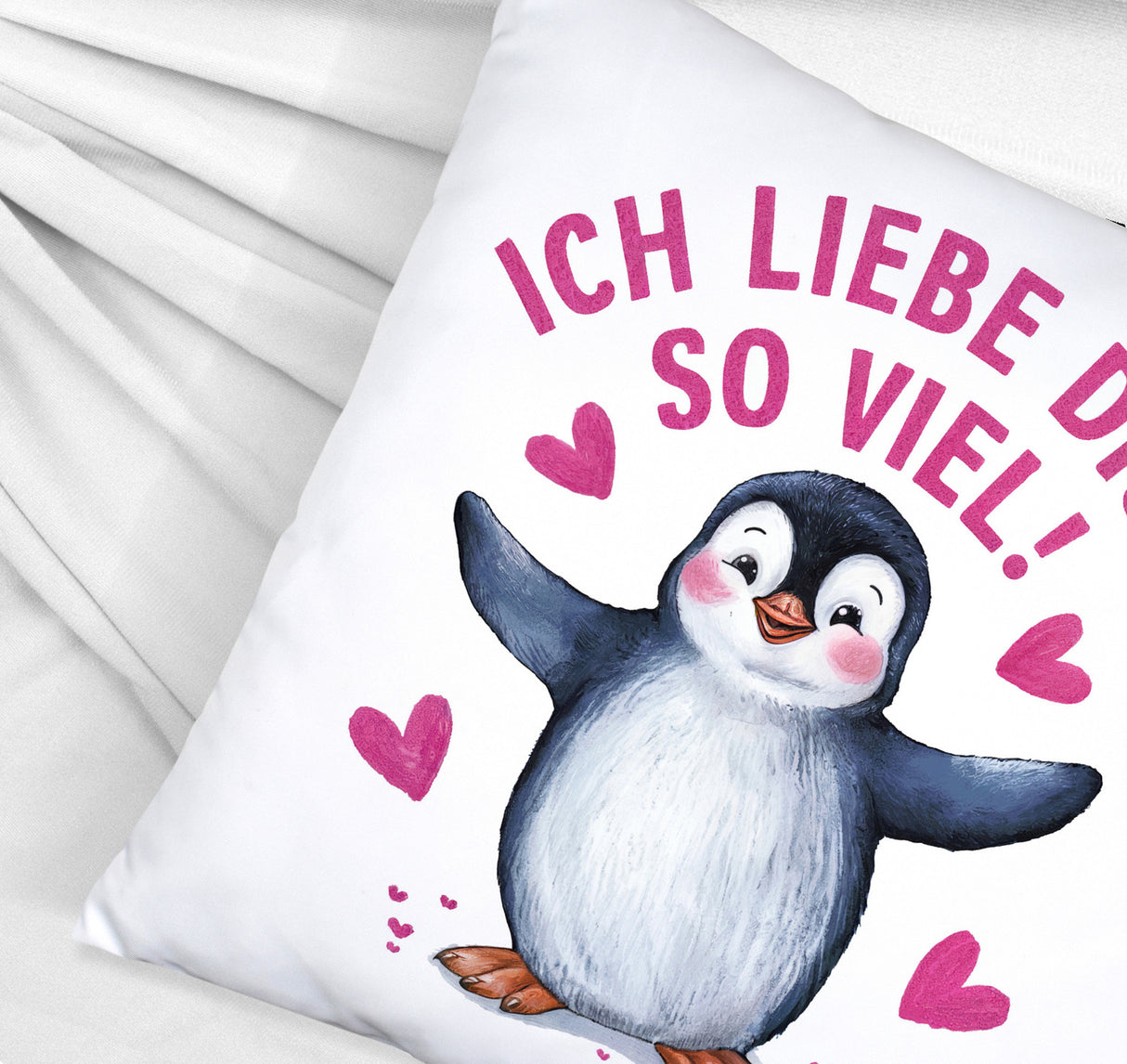 Pinguin ICH LIEBE DICH Kissen für Tierfreunde