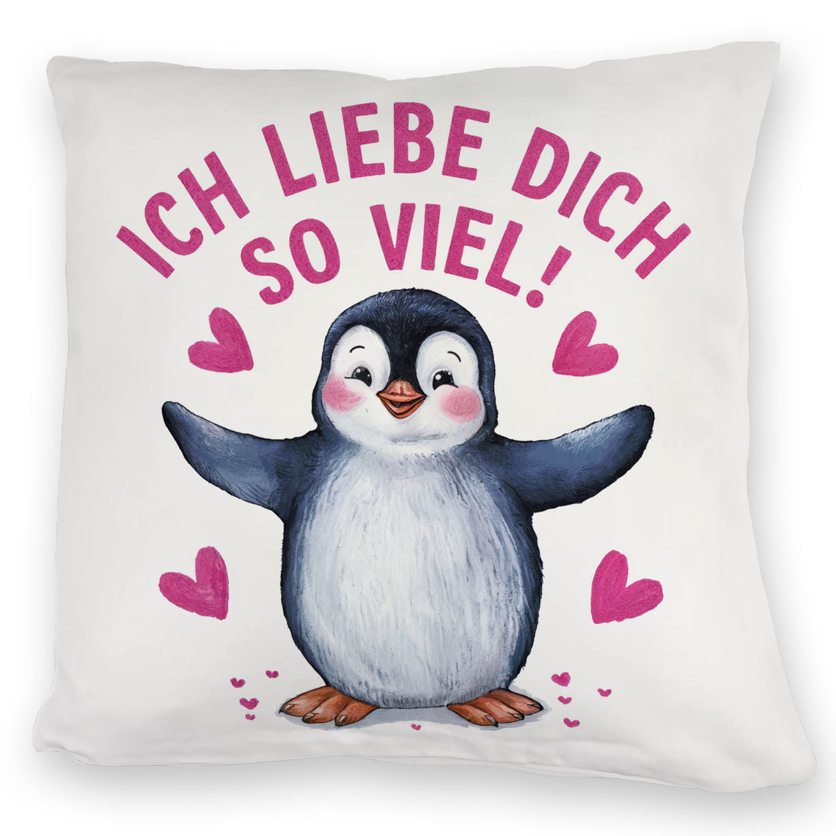 Pinguin ICH LIEBE DICH Kissen für Tierfreunde