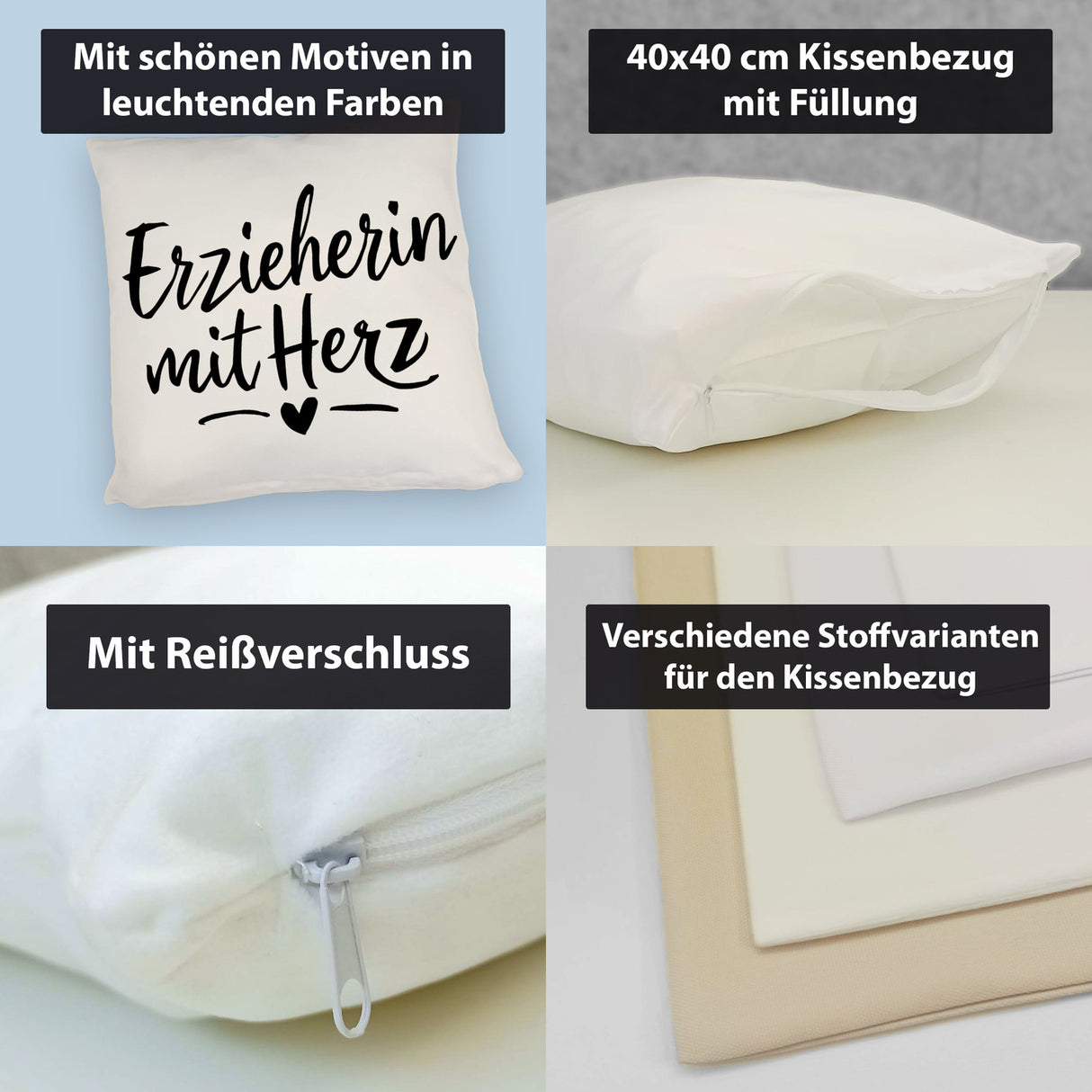 Erzieherin mit Herz Kissen für Pädagogen
