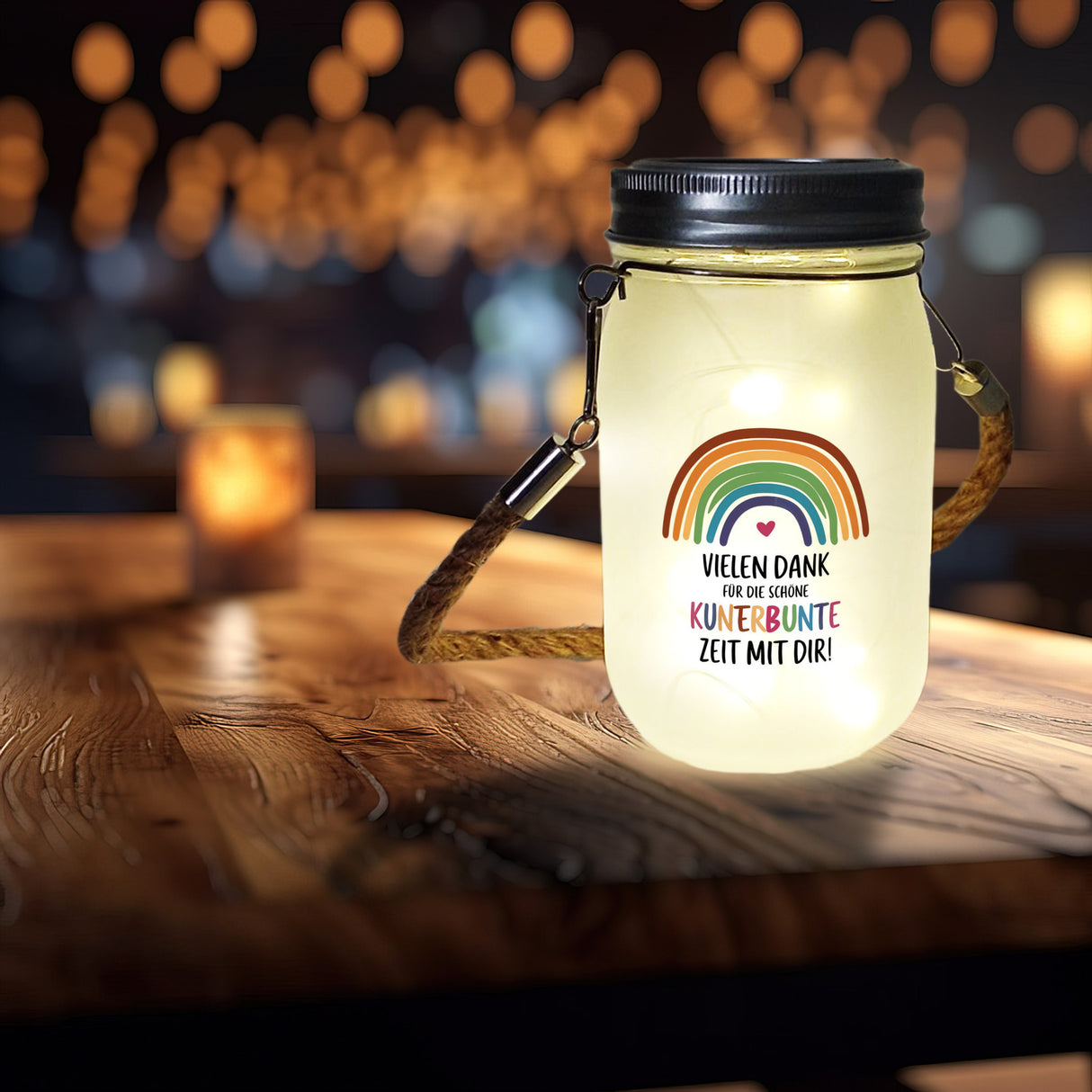 Vielen Dank für die kunterbunte Zeit Solarlicht mit Regenbogen