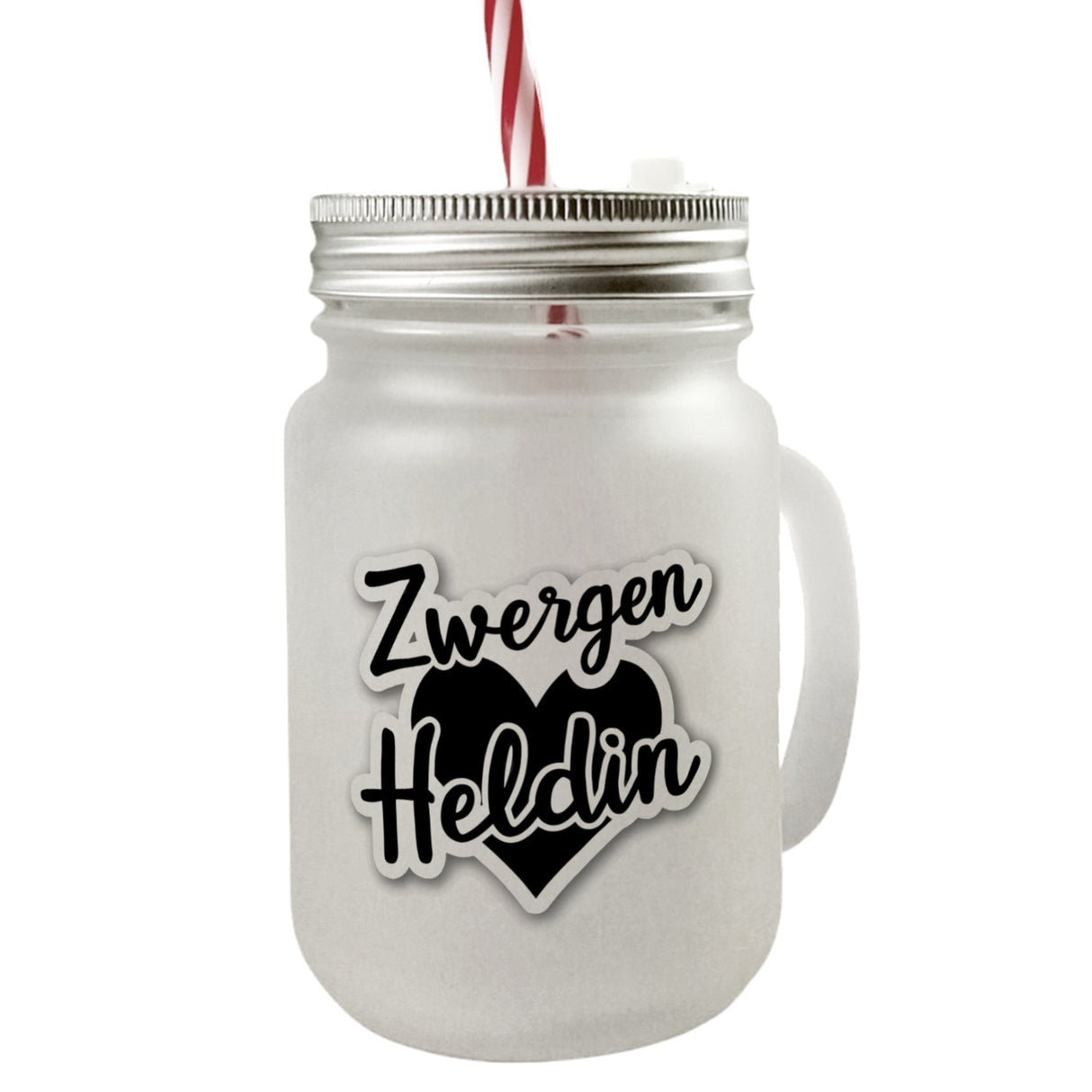 Zwergen Heldin mit Herz Trinkglas mit Bambusdeckel für Erzieherinnen