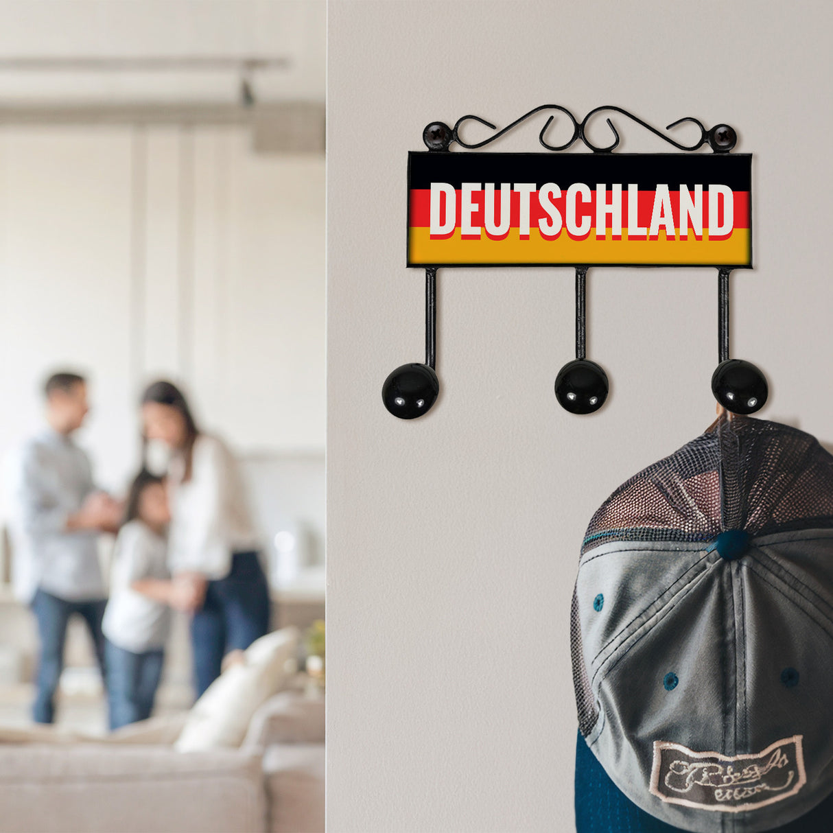 Deutschland Kleiderhaken Leiste mit 3 Haken mit deutscher Flagge