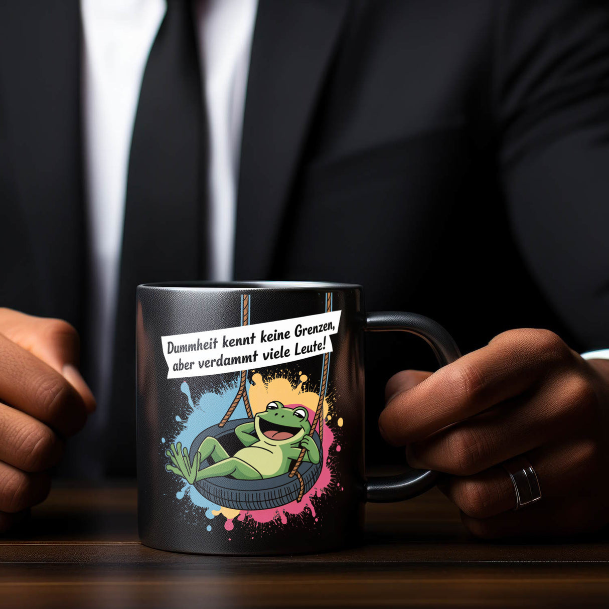 Grüner Frosch Tasse - Dummheit kennt viele Leute