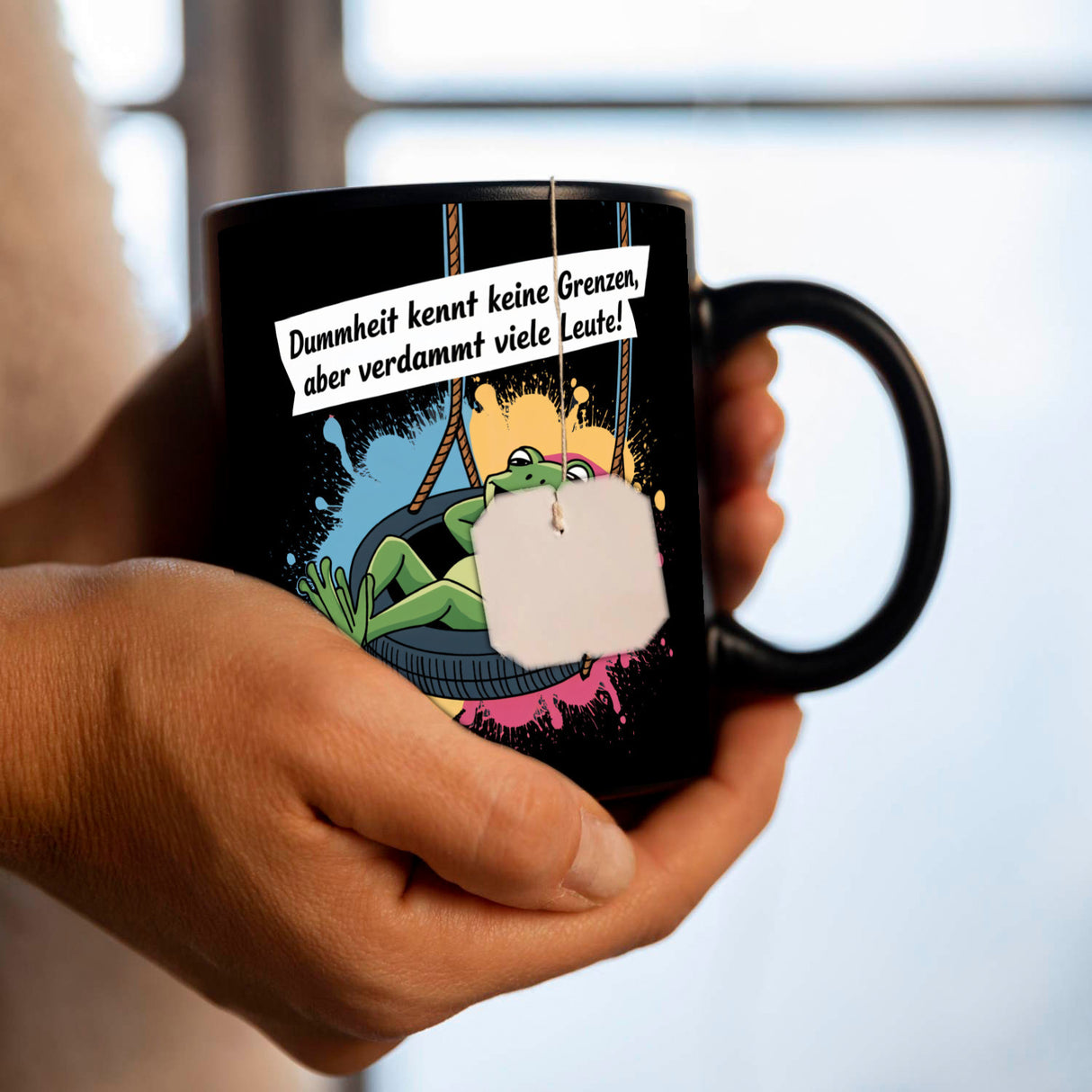 Grüner Frosch Tasse - Dummheit kennt viele Leute
