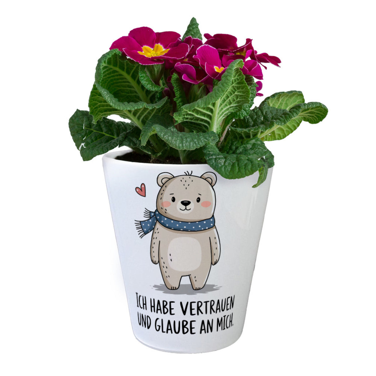 Ich habe vertrauen und glaube an mich Bär mit Herz Blumentopf