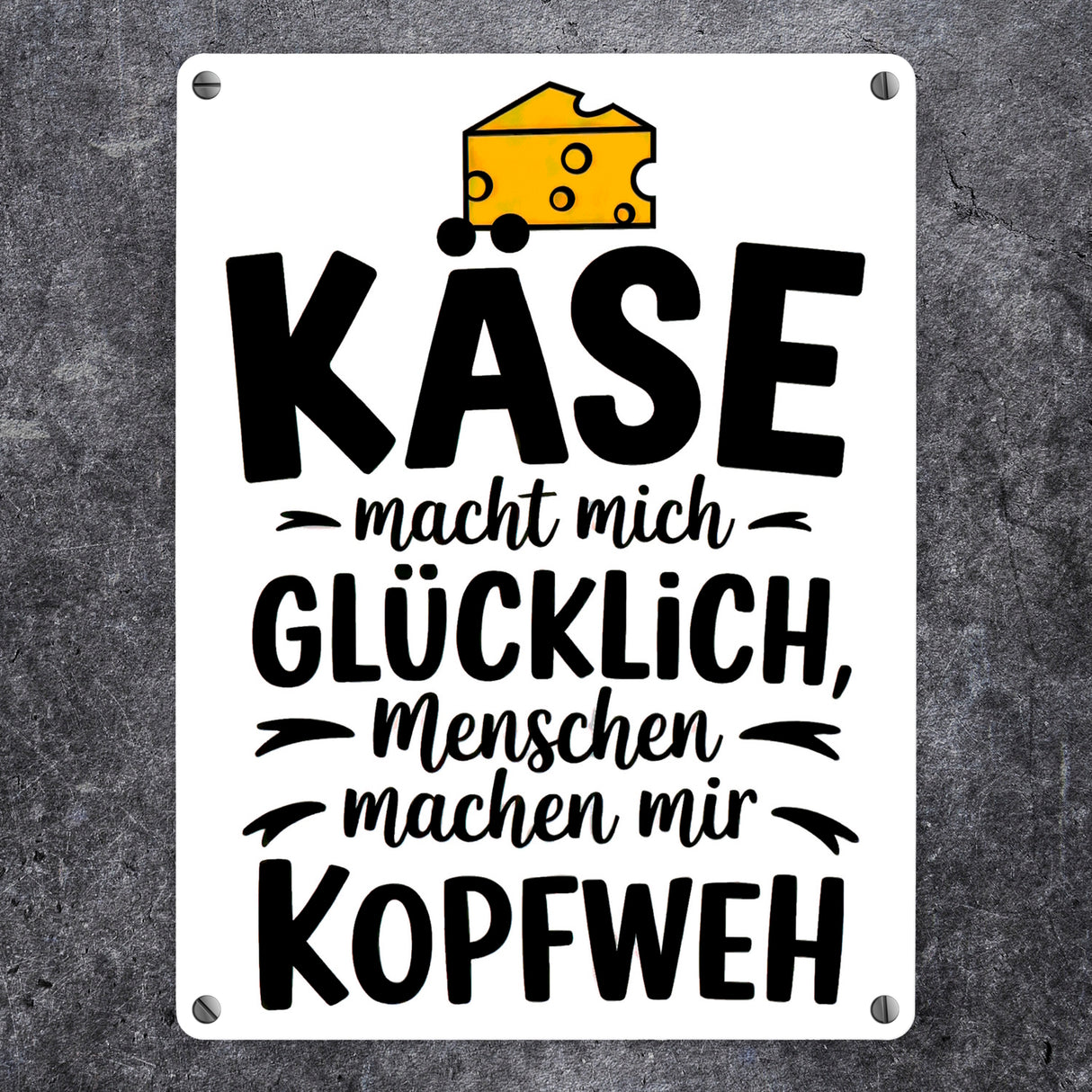 Käse macht glücklich Metallschild in 15x20 cm für Käseliebhaber