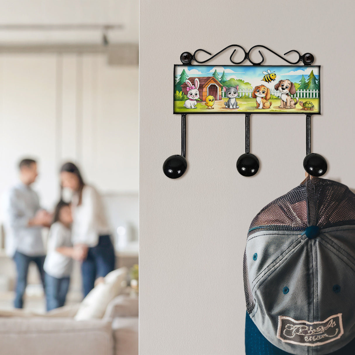 Tiere Kleiderhaken Leiste mit 3 Haken für Kinderzimmer