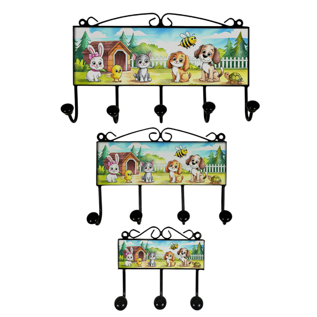 Tiere Kleiderhaken Leiste mit 3 Haken für Kinderzimmer