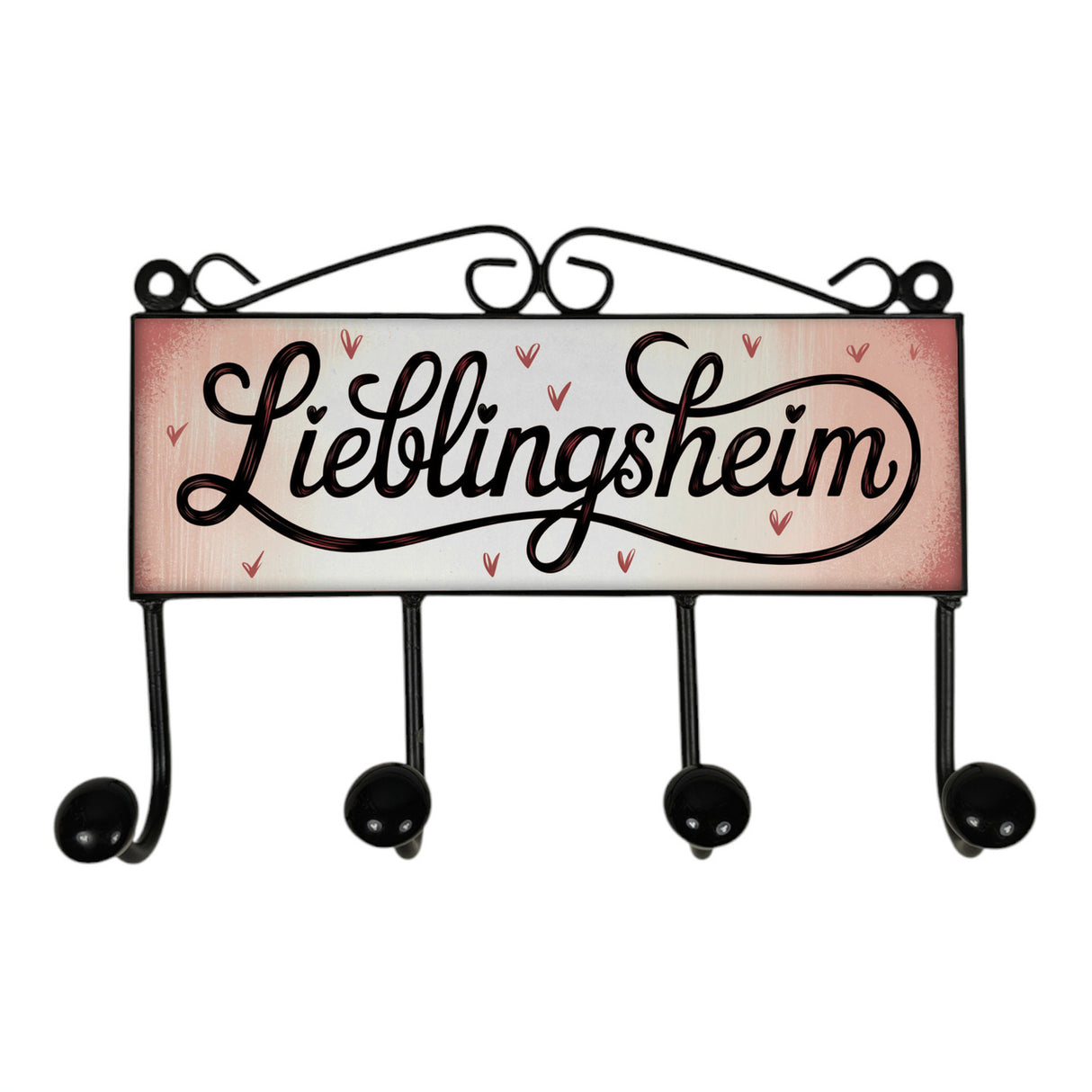 Lieblingsheim Kleiderhaken Leiste mit 3 Haken mit kleinen Herzen