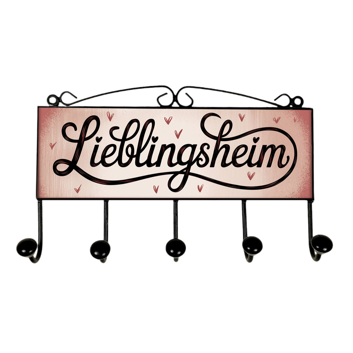 Lieblingsheim Kleiderhaken Leiste mit 3 Haken mit kleinen Herzen