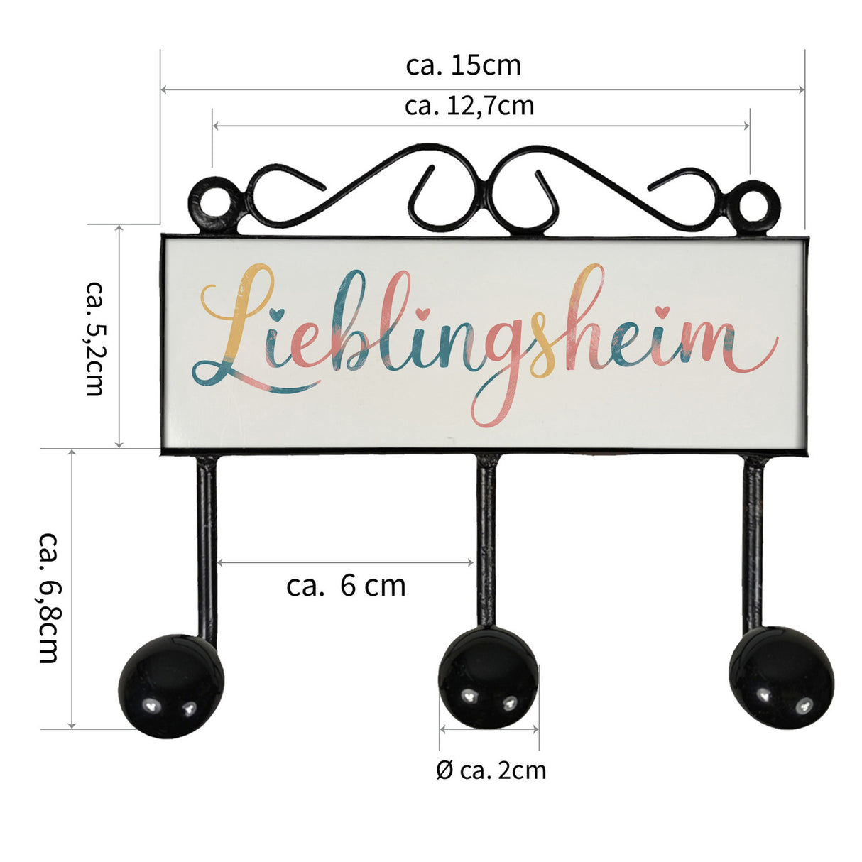 Lieblingsheim Kleiderhaken Leiste mit 3 Haken