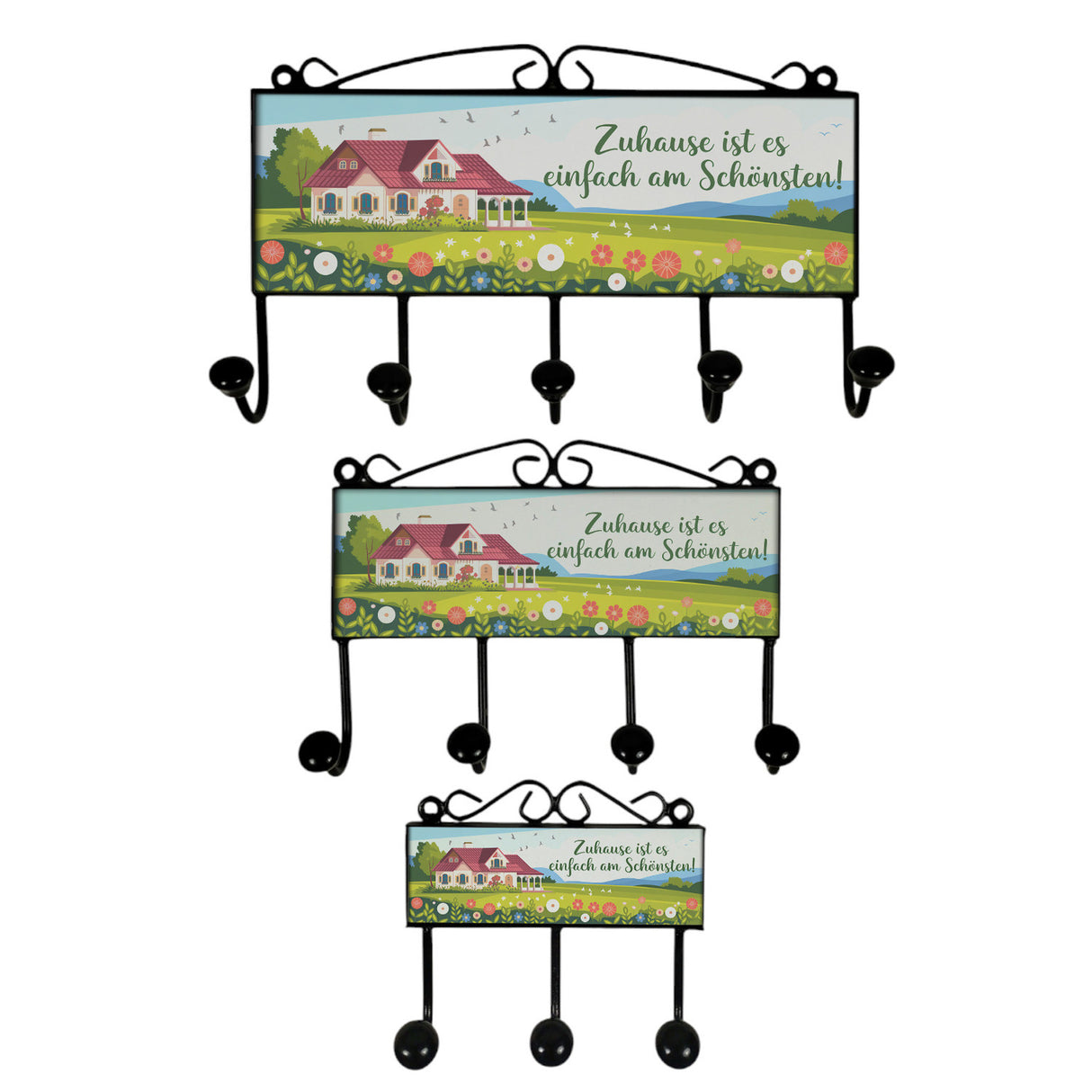 Zuhause ist es einfach am Schönsten Kleiderhaken Leiste mit 3 Haken