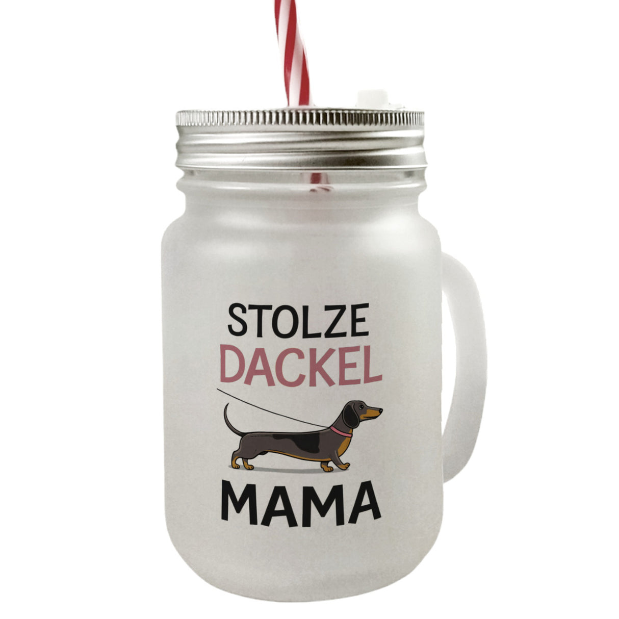 Stolze Dackel Mama - Dackel an der Leine Trinkglas mit Bambusdeckel