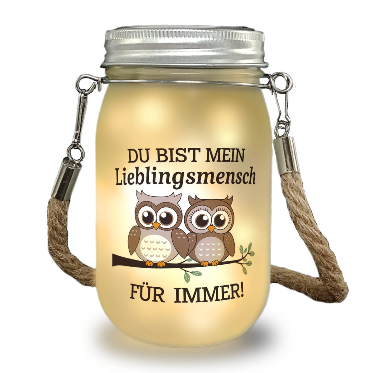Zwei niedliche Eulen Lieblingsmensch Solarlicht