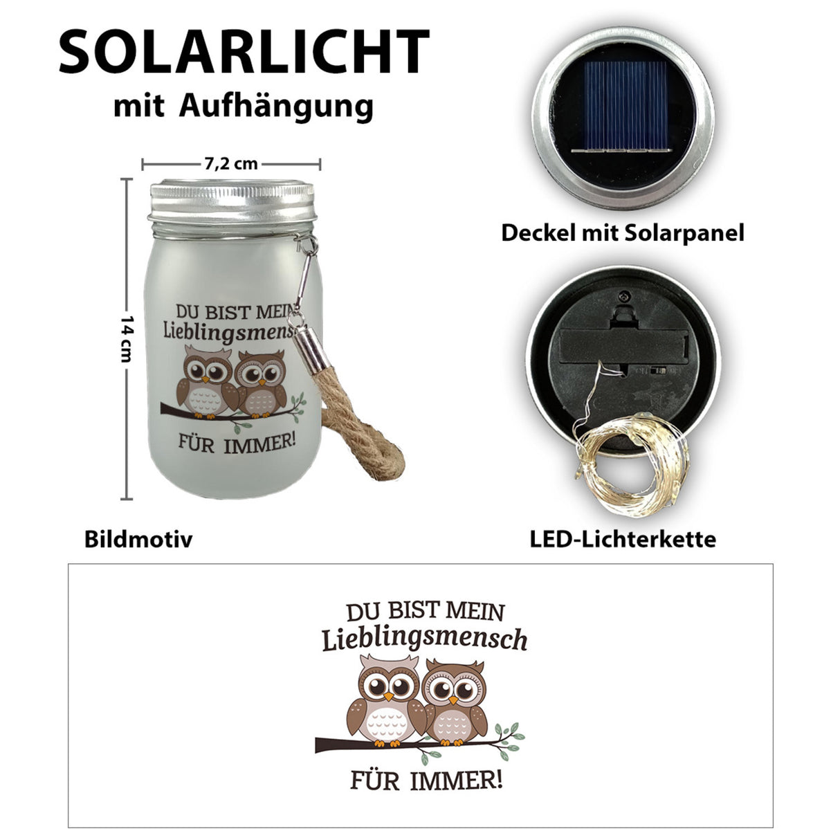 Zwei niedliche Eulen Lieblingsmensch Solarlicht